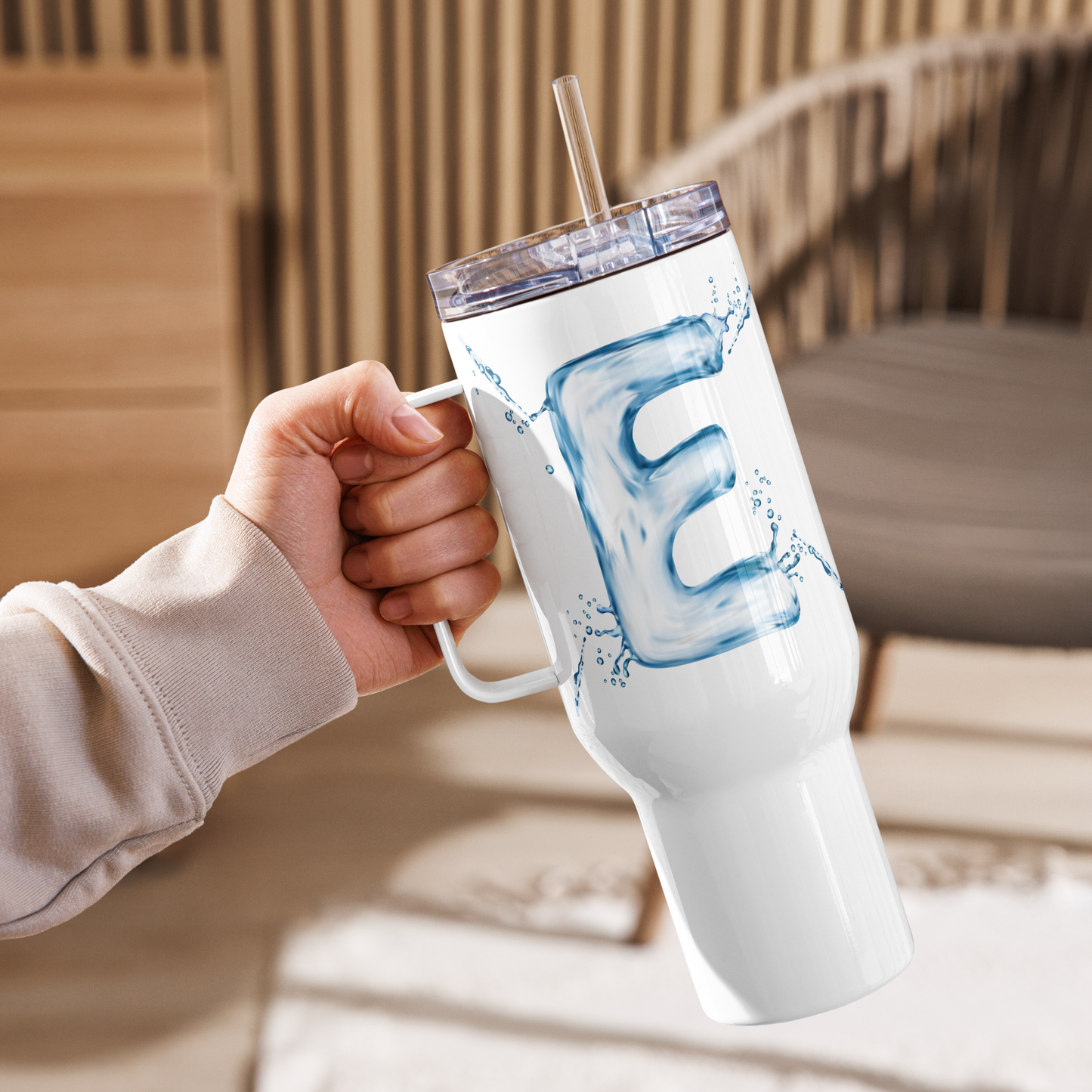 Vaso monogramado con letra Drip "E" de 40 oz