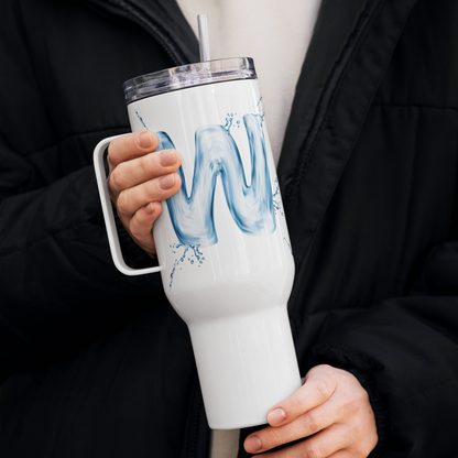 Vaso monogramado con letra Drip "W" de 40 oz