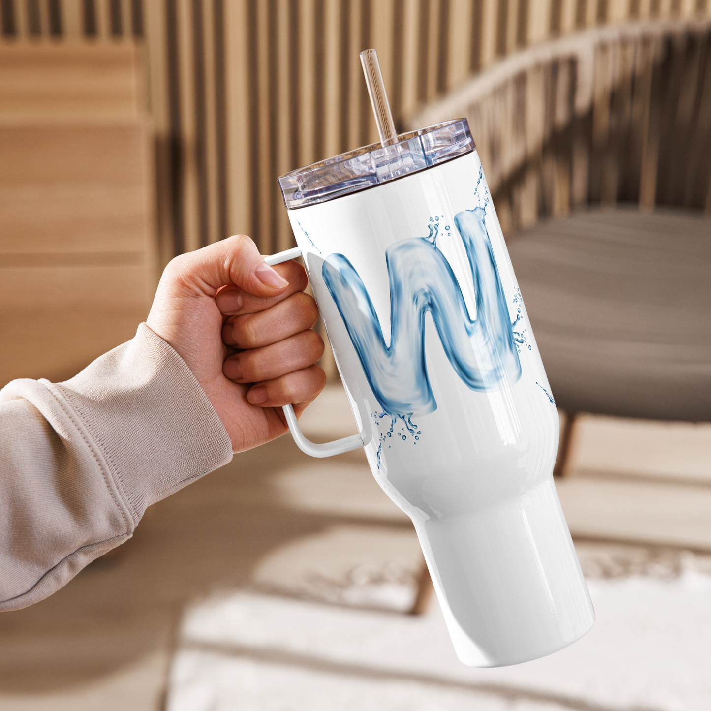 Vaso monogramado con letra Drip "W" de 40 oz